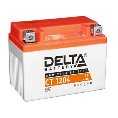 Аккумуляторная батарея мото Delta CT 1204 (YB4L-B) (YB4L-A) (YTX4L-BS)